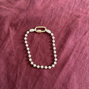 14k Yellow Gold Carabiner Clasp and Sterling Silver Ball Chain Bracelet